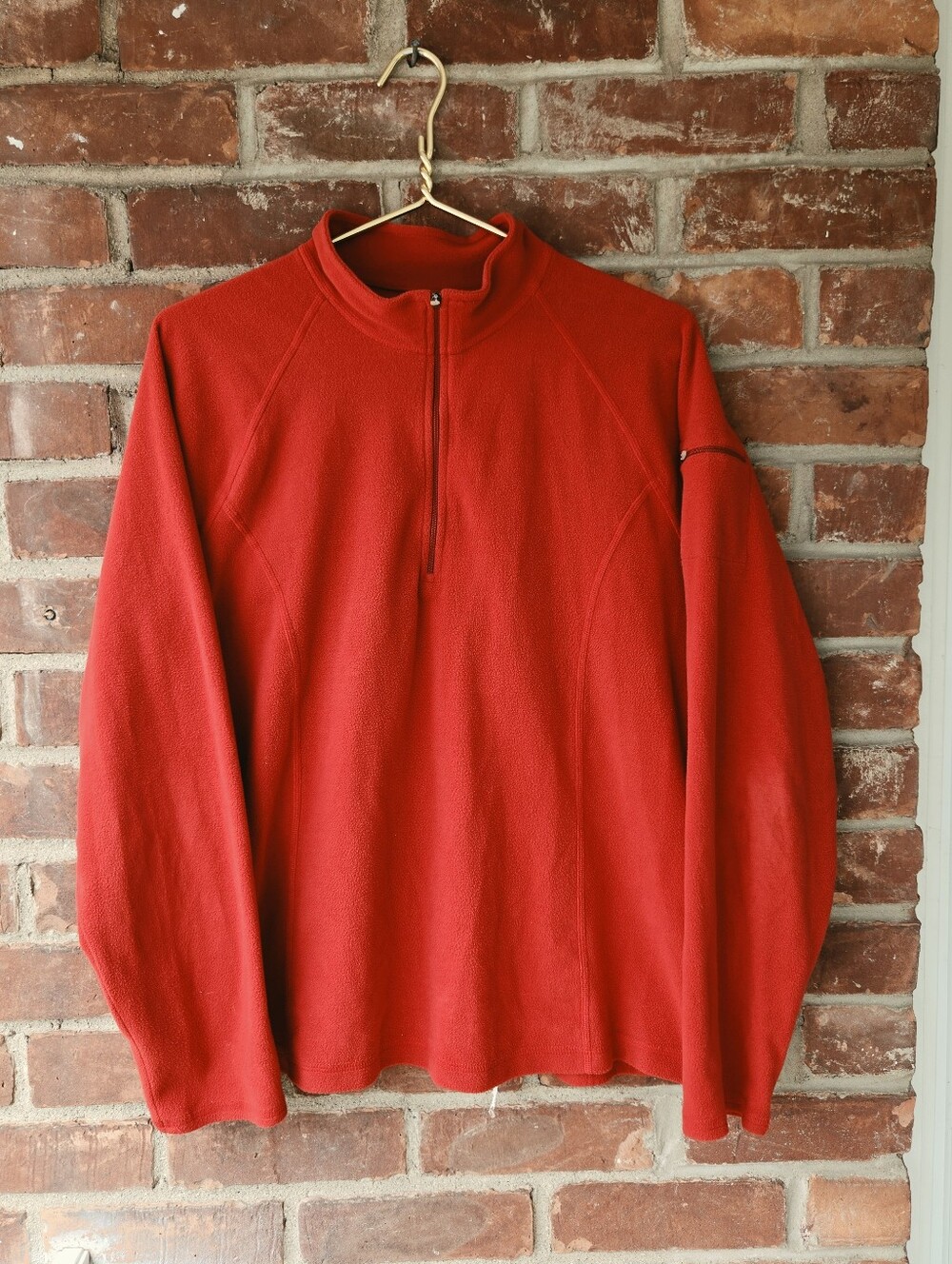 LL Bean Red Quarter-Zip Fleece Pullover Base Layer Gorpcore mens XL Regular